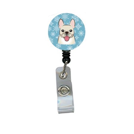 CAROLINES TREASURES Snowflake French Bulldog Retractable Badge Reel BB1672BR